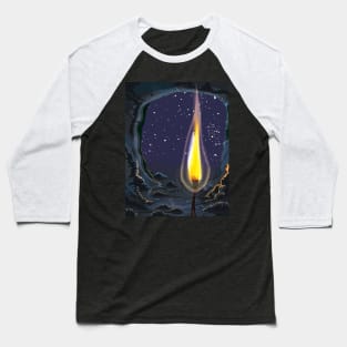 Lit Flame in a Cave Baseball T-Shirt